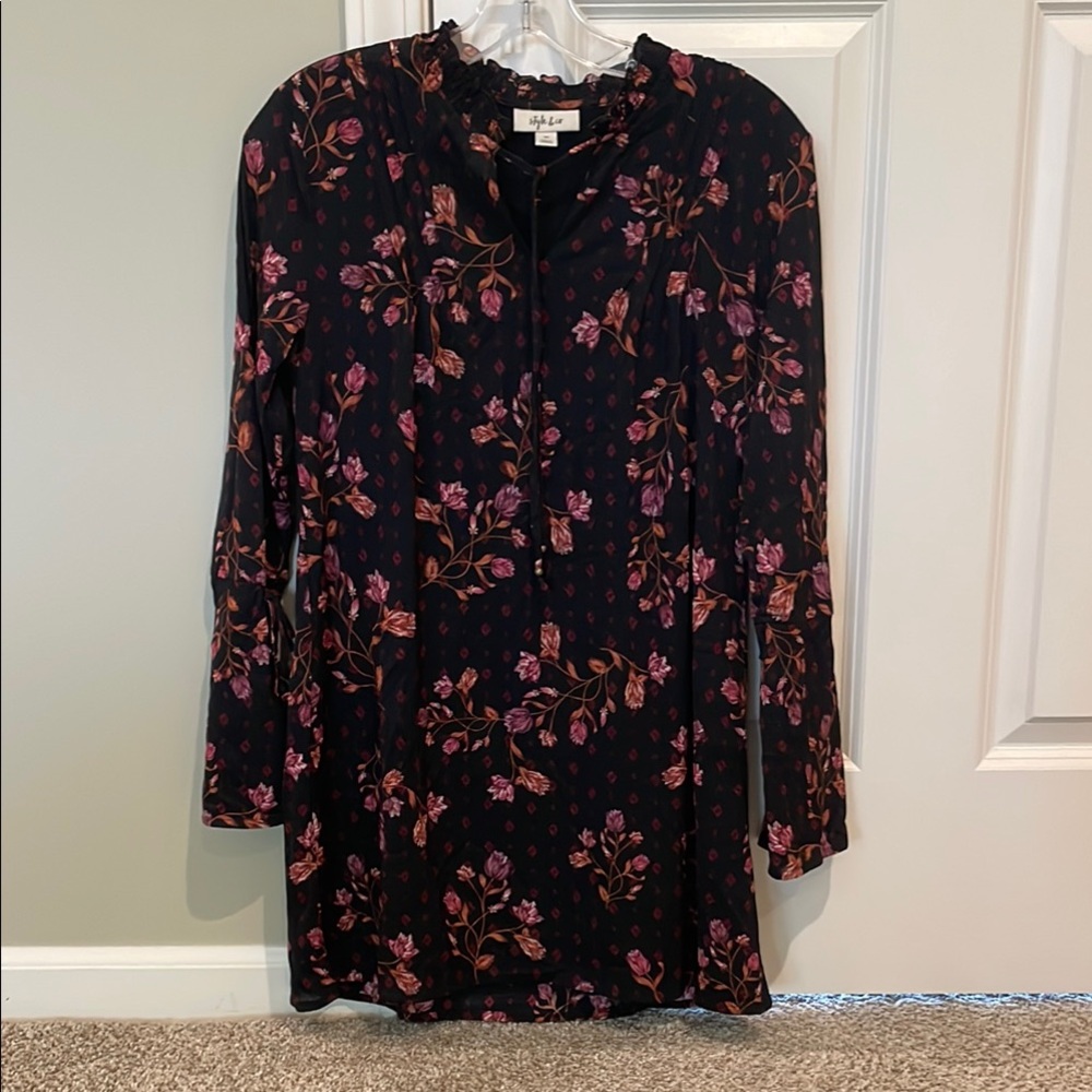 Style & Co. Black Dress with Pink Floral Accents